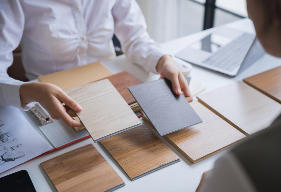 picking out flooring samples